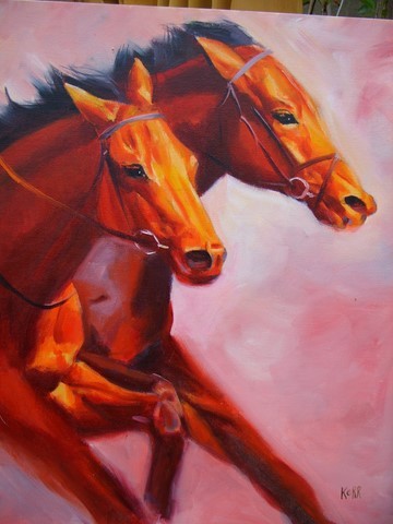 two horses galloping
