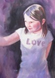 young girl with 'love' T shirt